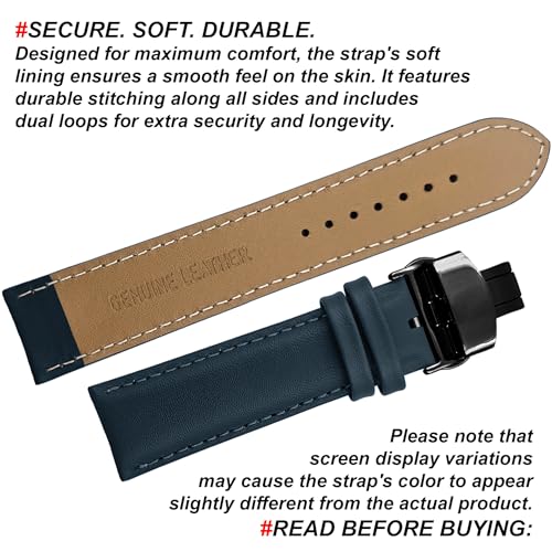 Image of DBLACK ''NAGATA3'' Leather Watch Strap with Butterfly Lock, Minimalist Design Watch Belt / / For 18mm, 20mm, 22mm, or 24mm Watch Band (Choose Your Size & Color)