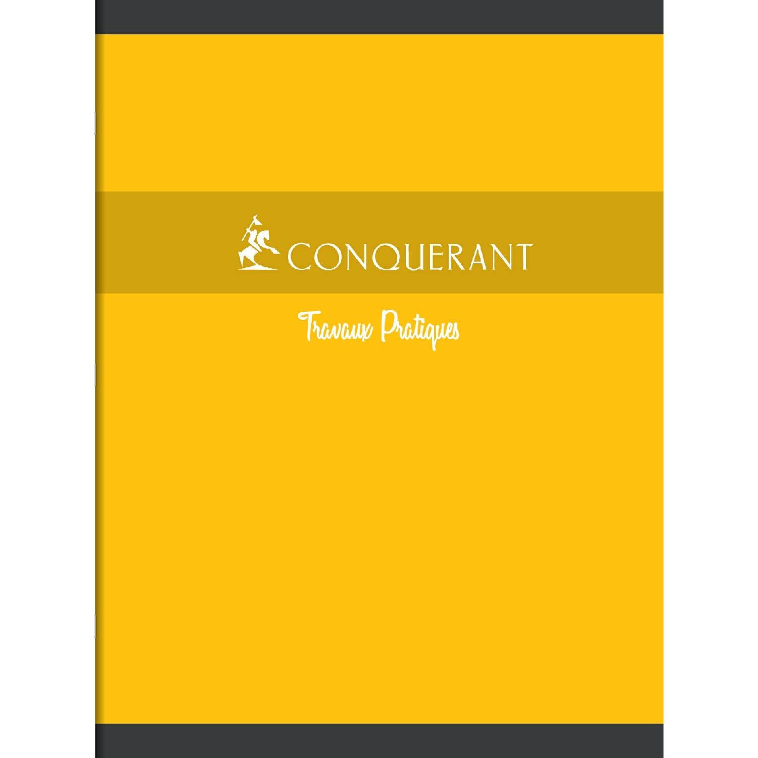 CONQUERANT Lot de 10 Cahiers travaux pratiques 30 pages Seyès+30 pages unies 24x32 70g
