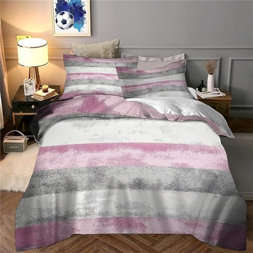 Parure de lit 140x200cm moderne en microfibre rose style abstrait