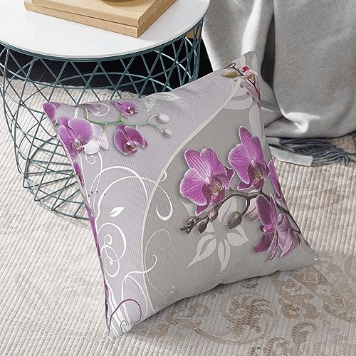 Housse de coussin velours rose orchidée au design raffiné