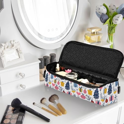 Bolsa de viaje resistente al calor con diseño de elementos navideños para herramientas de cabello miniatura 7