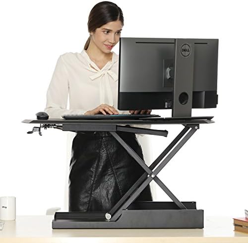 Standing Desk - 33" Wide Stand up Desk Riser (Dual Monitors, Black)