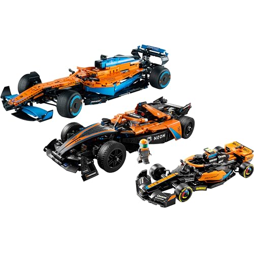 Technic McLaren Formula 1 2022 Replica dell'auto da corsa + Speed ??Champions 2023 McLaren Formula 1 dell'auto da corsa + Technic NEOM McLaren Formula E Auto da corsa, 42141 + 76919 + 42169 - Lego - Immagine 1
