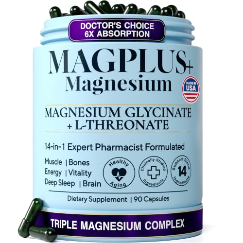 Liposomal Magnesium Complex 900mg 14-in-1 Magnesium Glycinate + L-Threonate Citrate Taurate & Malate Sleep Muscle & Brain Support 90 Capsules
