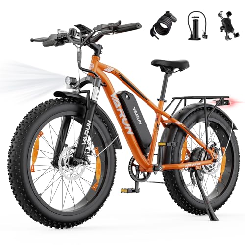 VARUN E Bike, E-Bike Herren mit 26 * 4.0 Zoll Fat Tire, 48V 18AH/15AH Akku, Bis zu 120-150KM, 85NM Motor E-Mountainbike, E-Fatbike mit 5 PAS LCD-Display, 7-Gang, Elektrofahrräder mit EU-Konformes