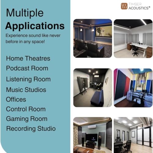 Image of Timber Acoustics | Sound Absorption Panels | Rockwool | Pine-wood | Room Acoustics & Soundproofing | 2' x 4' x 1 inch [SET OF 4] NRC > 0.90 (Green)