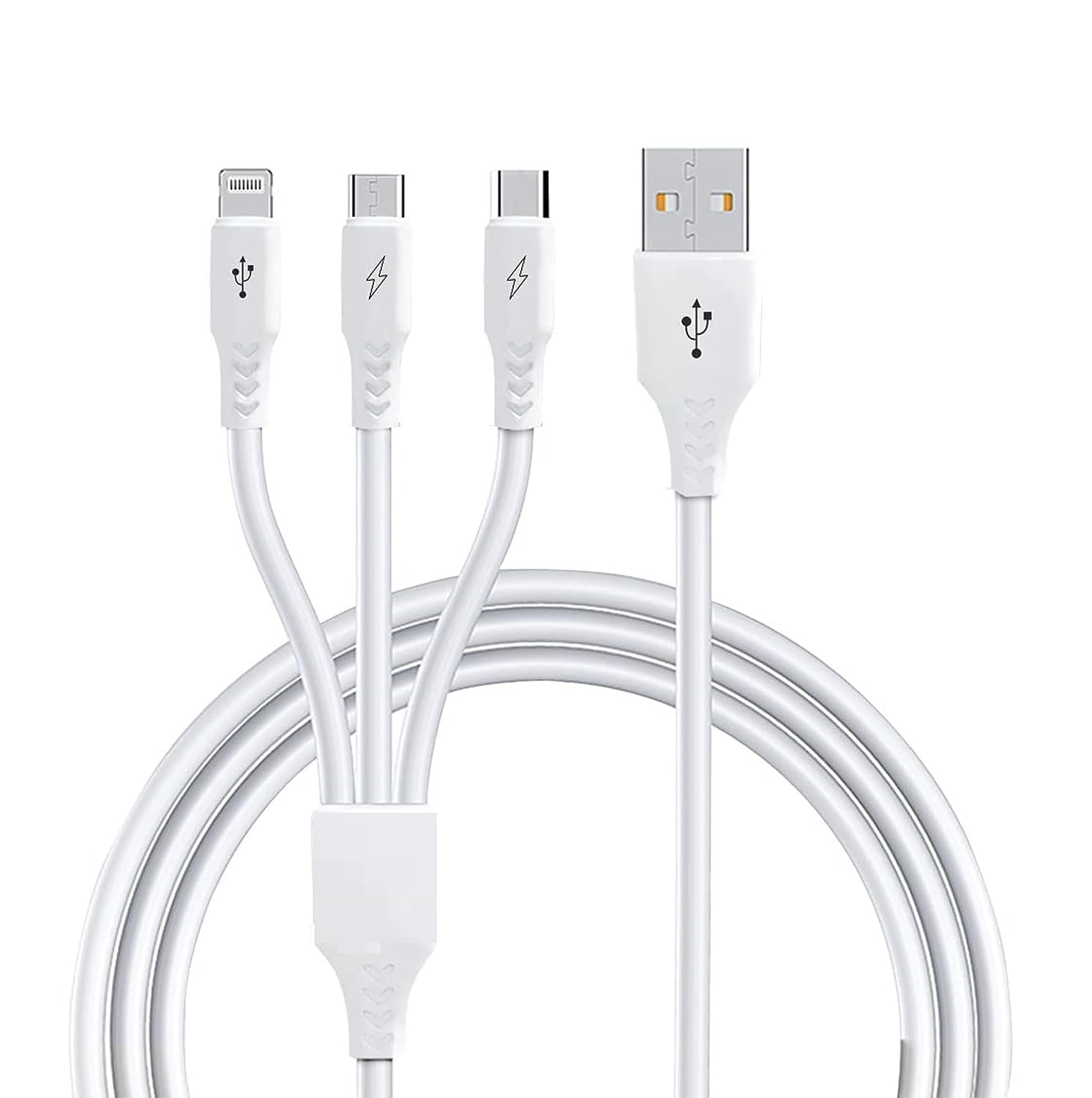 Chias 3 in 1 Fast Charging 2A Cable for Type-C,Micro & iOS Smartphones,Smart Charge 3 Port Data Charging Cable,Power line (Compatible with mobile,laptop,audio player,tablet,computer,One Cable),White (B0987XBKTB) Amazon Price History, Amazon Price Tracker