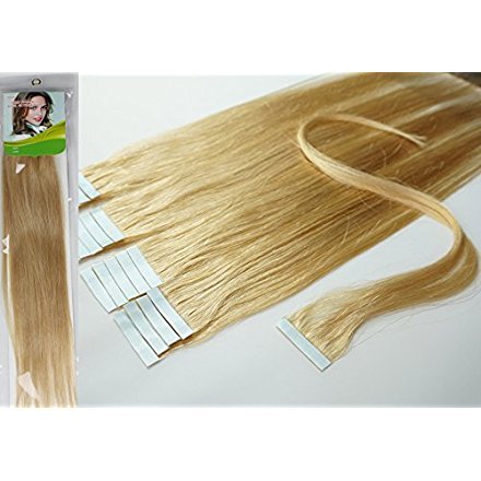 16" 18" 20" 22" 24" Tape In Real Human Hair Extensions Natural Straight 100% Human Hair Beauty 19colors 20pcs in one pack,(20" 50g/20pcs color#24 Golden Blonde)