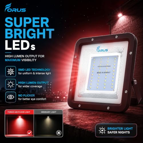 Image of Forus 30W Red Color Flood Light Outdoor LED Waterproof Decorative Focus Lamp for Home Garden Events Security Terrace Landscape Pathway Building Festival Stage Party Celebration Lighting - 1 Pc