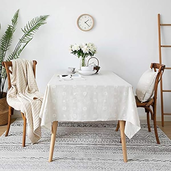 Tablecloths Handmade Simple Washable Cotton Linen Table Cloth Decorative Tablecloth Wrinkle Free Rectangular Table Cloth For Kitchen Dinning Party 3 Colors