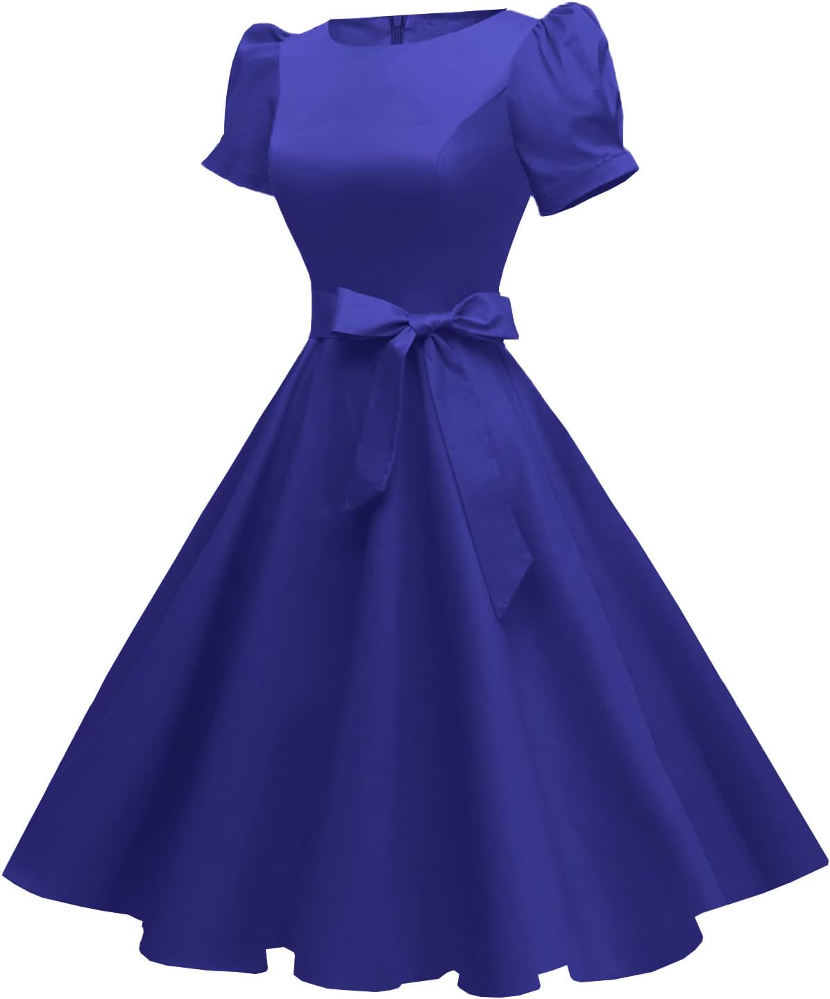 tagunop Women's Boatneck Vintage 1950s Cocktail Party Dress with Puff Sleeves