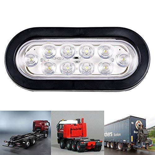 Anzio Bright White Oval 10 LED Clear Lens Backup Reverse Fog Light Bulb Grommet Plug Car Truck Trailer RV UTE UTV Boat Vans