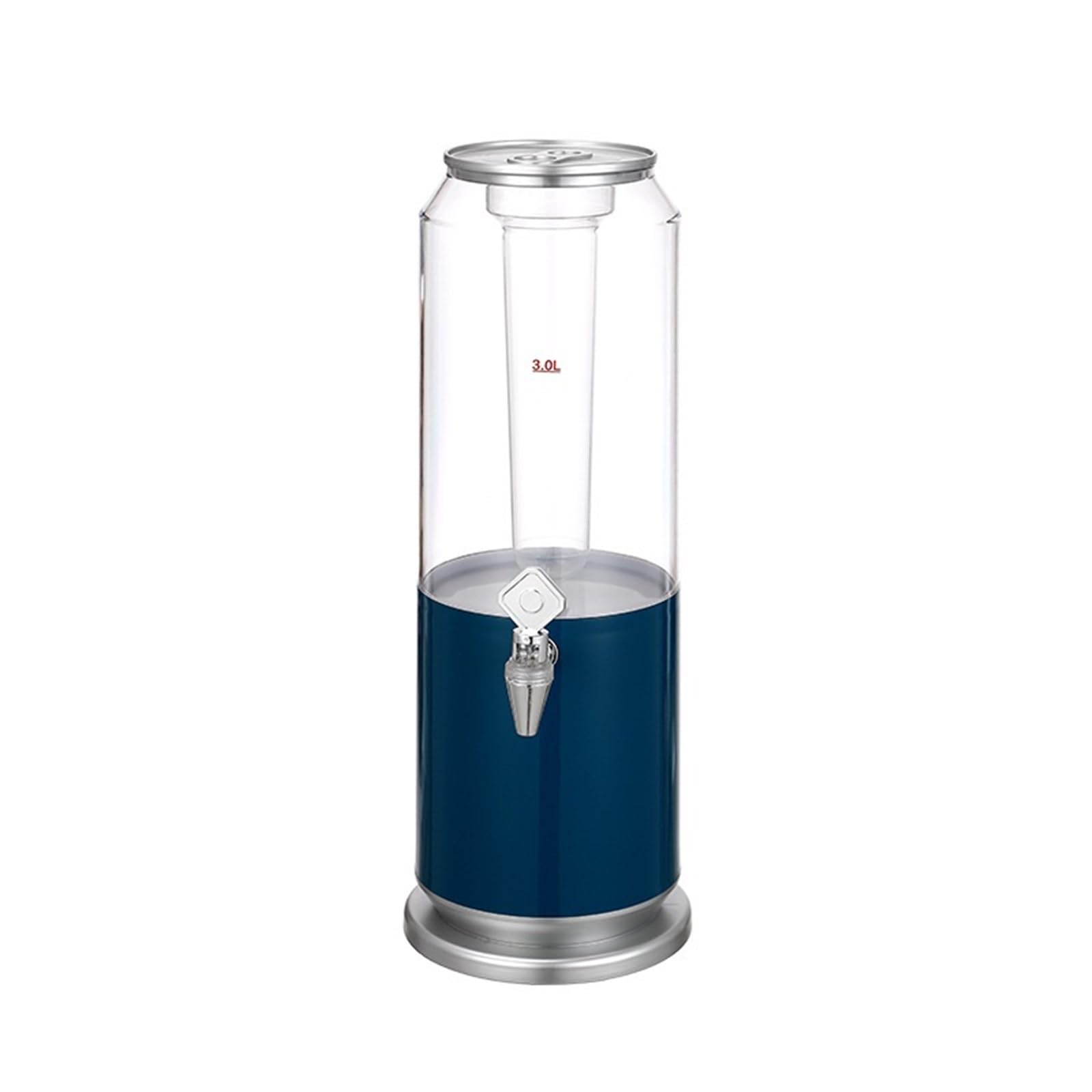 ASerZenith Juice Dispenser Beverage Dispenser, Round 3L With Plastic Container And Optional Infuser Tube Stainless Steel Base And Lid Ice Chamber(Blu)