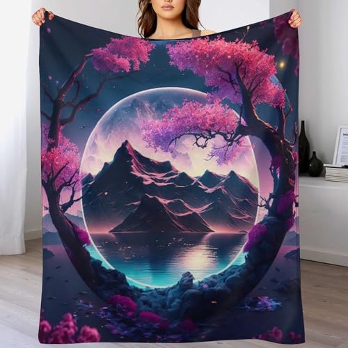 Couverture flannel Cerise Tree Japan Art lavable en machine contre le froid