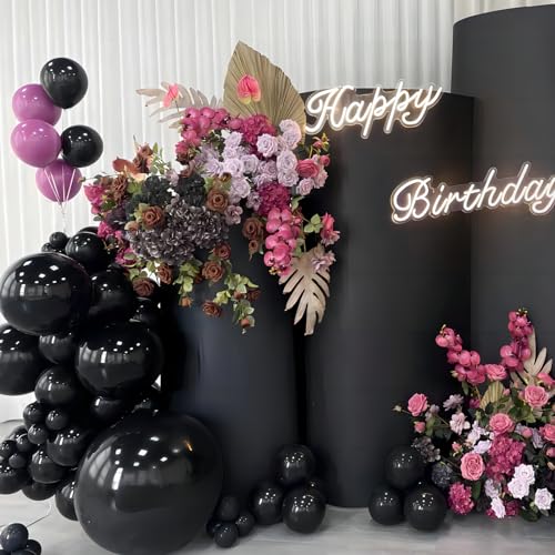 Image of 150pcs Black Balloons Different Sizes Pack, 18 12 10 5 Inch Party Balloon Garland Arch Kit for Halloween Birthday Graduation Baby Shower Party Decorations(With 2 Ribbons)