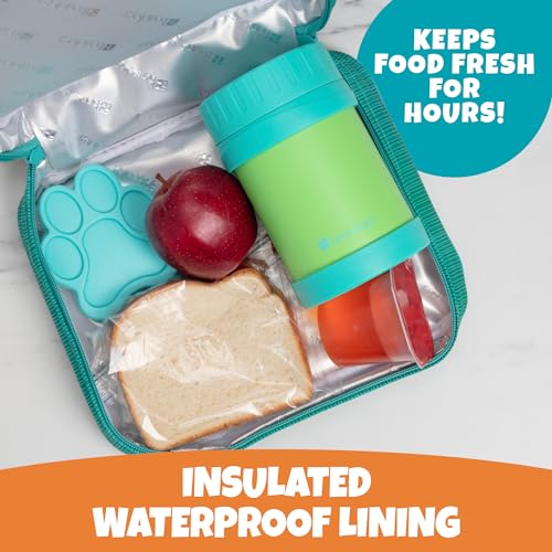 Bentology Lunch Box for Girls-Kids Insulated, Durable Lunchbox Tote Bag Fits Bento Boxes, Containers, Jars & Water Bottles- Reusable School Lunch Sleeve Keeps Food Hotter or Colder Longer- Turquoise - Thumbnail 2