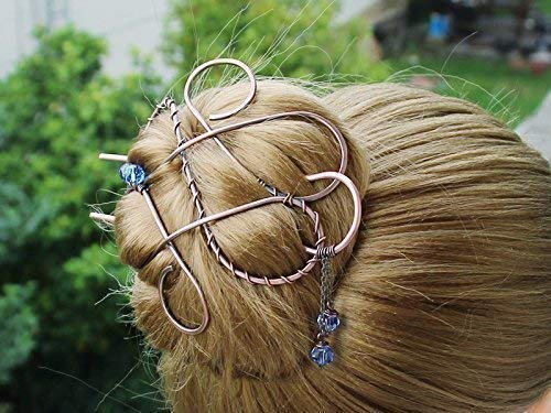 Large Celtic Hair Clip Bun Holder Hair Slide Hair Fork For Long Thick Hair,Copper Jewelry image 3