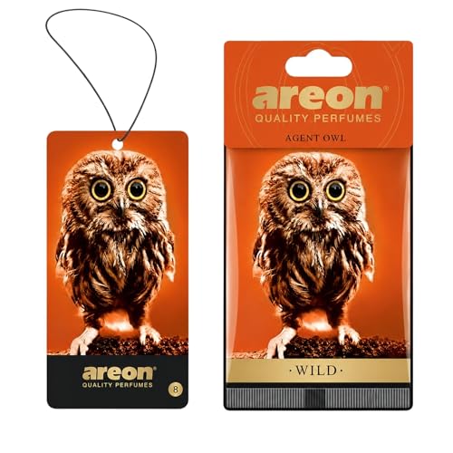 Image of AREON WILD - Hanging Custom Cute Funny Car Air Freshener for Home & Office - Premium Cologne Perfume with Natural Fragrances - Long Lasting, Fresh, Luxurious Scent - Stylish Design - Agent Owl