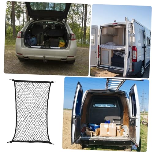 Rangement coffre voiture avec filet en polyester noir pour SUV