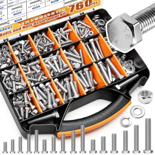 Kit de 760 boulons et écrous hexagonaux en acier inoxydable 1/4 à 1/2 po