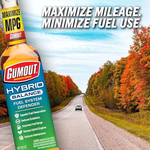 Image of Gumout 510339 Hybrid Balance Fuel System Defender, Preserves Fuel Degradation, Cleans Injectors & Boosts Efficiency, Easy Pour & Go, Treats up to 19 Gallons per Bottle -10 Fl Oz