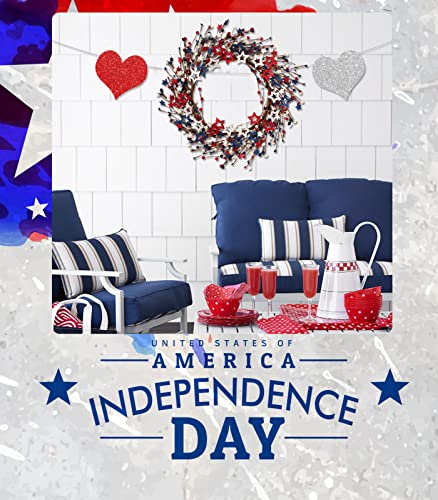 Aolige 20” Patriotic Wreath For Front Door, 4Th Of July American Independence Day Wreath, Red White And Blue Star Berry Wreath Memorial Day Indoor Outdoor Decor #TOP6