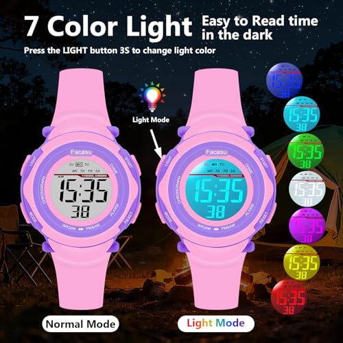 Image of Kids Digital Watch for Girls Boys,Children's Waterproof Colorful Light UP Outdoor Sport Watch with Stopwatch Alarm-Kids Gifts for Girls Boys