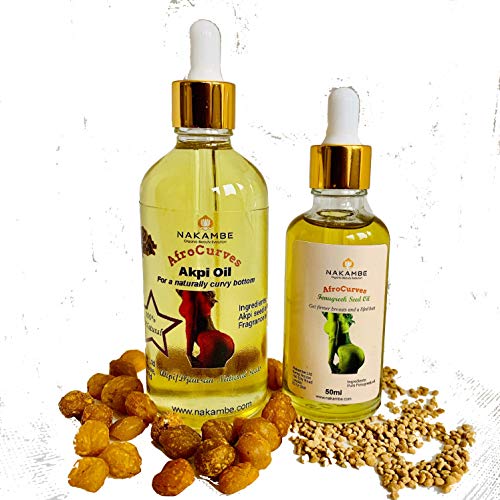 Akpi Oil for Butt Enlargement 100ml+Fenugreek Oil for Breast Firming 50ml Bundle Active