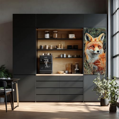 Image of 14.6x32.3 Inch Trash Can Cover Fox in Forest Design Outdoor Garbage Bin Decoration Sticker Wrap