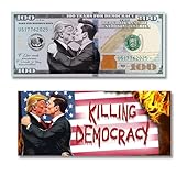 Funny Anti-Trump Anti Musk Killing Democracy Prank $100 Bill. Anti-MAGA Fake Currency. Practical Joke for MAGA Fans. (50 Pack)