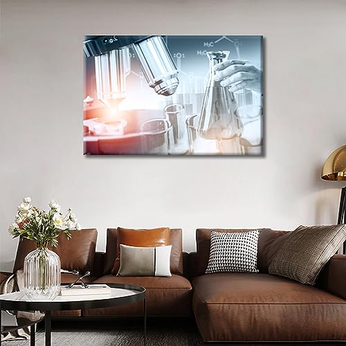 Image of 1 Panels Research and Development Concept Wall Art Medical Laboratory Instruments Microscopes Wall Pictures Giclee Wooden Framed Gallery-Wrapped Ready to Hang (24 inch Wx36 H)