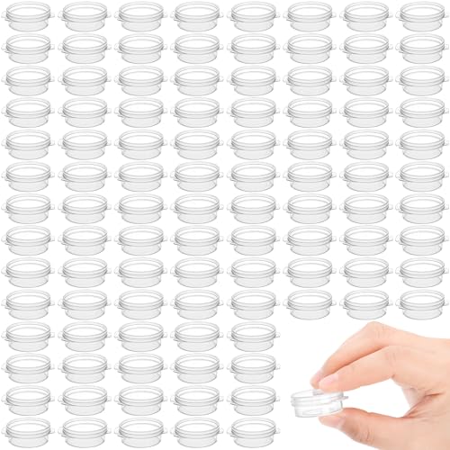 ZEAYEA 100 Pcs Plastic Cosmetic Jars 5g Makeup Sample Containers with Snap Lids for Travel Mini Empty Clear Pot for lotions creams beads Powder