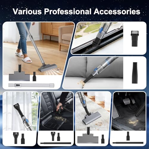 Image of Stick Handheld Vacuum Cordless, Powerful Suction with Lightweight, Portable Rechargeable with Multi-Nozzles One-Touch Empty Dust Cup, HEPA Filter Vacuum for Home Pet Hair Car Office (VA004)