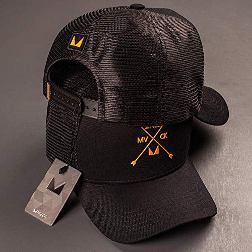 Boné Trucker Mvck Texas Preto e Amarelo Aba Curva