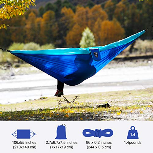 MIZTLI Hammock Camping Double & Single with All The Installations, Portable & Lightweight Travel Parachute Hammock, Outdoor, Indoor, Backpacking, Hiking & Survival