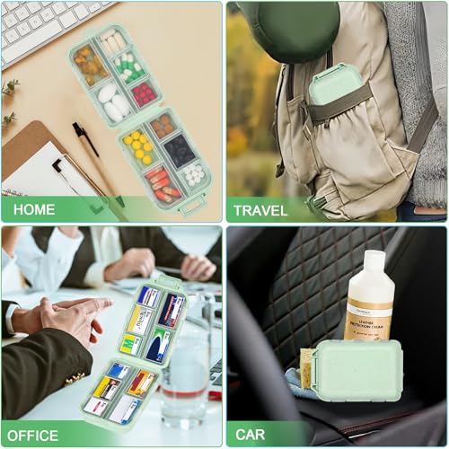 Image of Green Foldable Pill Organizer with 189 Labels - Travel Medicine Kit (1 Pack)