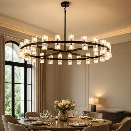 48-Inch Modern Crystal Chandelier for Dining & Entryway