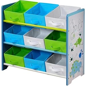 Kesper Blaues Kinderzimmerregal mit 9 Textilkörben