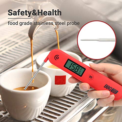 Image of Inkbird Stainless Steel Digital Meat Thermometer, BG-HH1C Instant Read Cooking Food Thermometer with Foldable Probe and Large Screen for Meat, Grill, BBQ, Milk and Bath Water