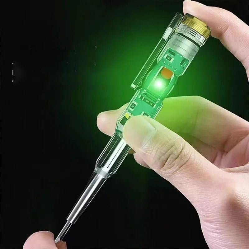 Voltage Testing Pen Intelligent Copper Tip Non-Button 24V-250V for Room and Hard-Wired Connections, Transparent