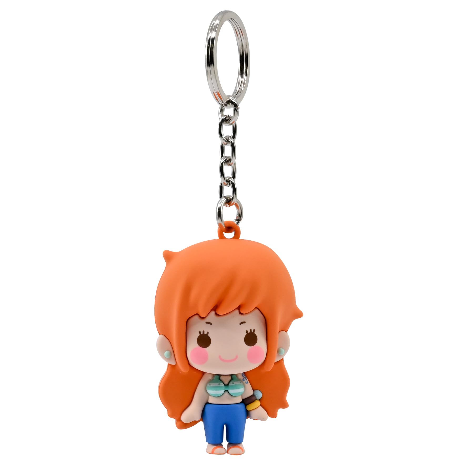 YuMe One Piece Keychain - Nami | Pocket Hero Window Series Accessory for Kids Age 3+ | Metal Keyring & Rubber Chibi Straw Hat Pirates Doll Figure | Collectable Manga Gift | Get All 6 Characters