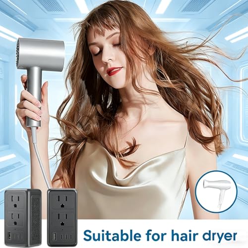 Image of 220V to 110V Voltage Converter US to Europe for Hair Dryer, Upgrade 2000W Power Converter for European Travel with Type C A G I, International Universal Travel Adapter with 1 USB A & 3 Type C (Black)