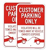 2 Pack Customer Parking Only Signs -12' x 18' Customer Parking Only Violators Will be Towed Sign for Business, .063 Rust Free Aluminum Parking Lot Signs with Reflective Overlay, Rust Free, Weather Resistant- Easy to install