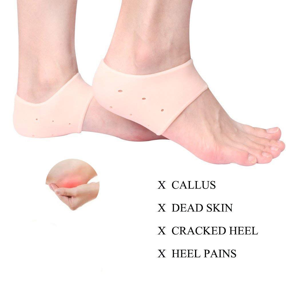 Spefez Silicon Heel Pad for Pain Relief - Ankle Support Cushion Socks for Swelling - Heel Protector for Men and Women (New Hf), Peach