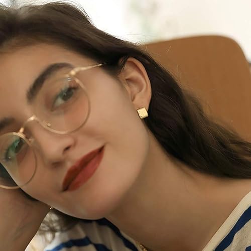 Miniatura 3 de Aretes de aro chapados en oro de 14 quilates, pequeños aros cuadrados para mujer, aretes minimalistas lindos para mujeres y niñas, regalo de oro