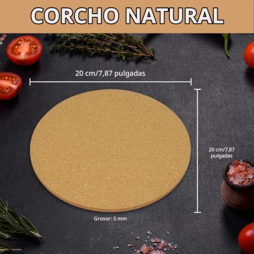 Miniatura 2 de Flintronic Salvamanteles Redondo De Corcho, Juego De 3 Salvamanteles De 20 Cm, Antideslizante, Anticalor, Perfectos Para Ollas Para Cocina Platos Calientes, Ollas Y Sartenes