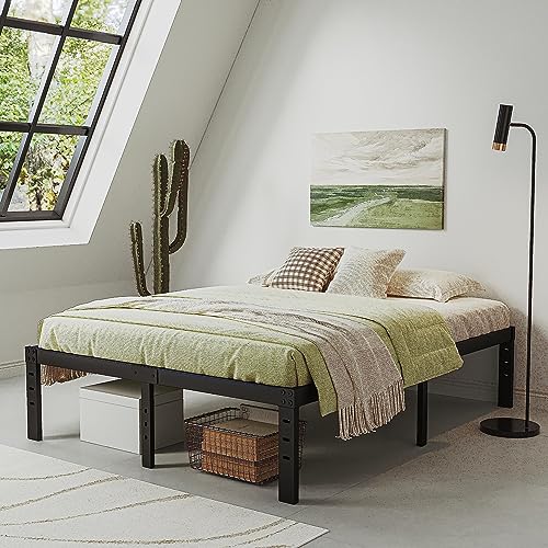 Bed-Frame-Queen, 14 Inch Metal Platform Bed-Frame No Box Spring Needed, Heavy Duty, Easy Assembly, Noise Free, Black