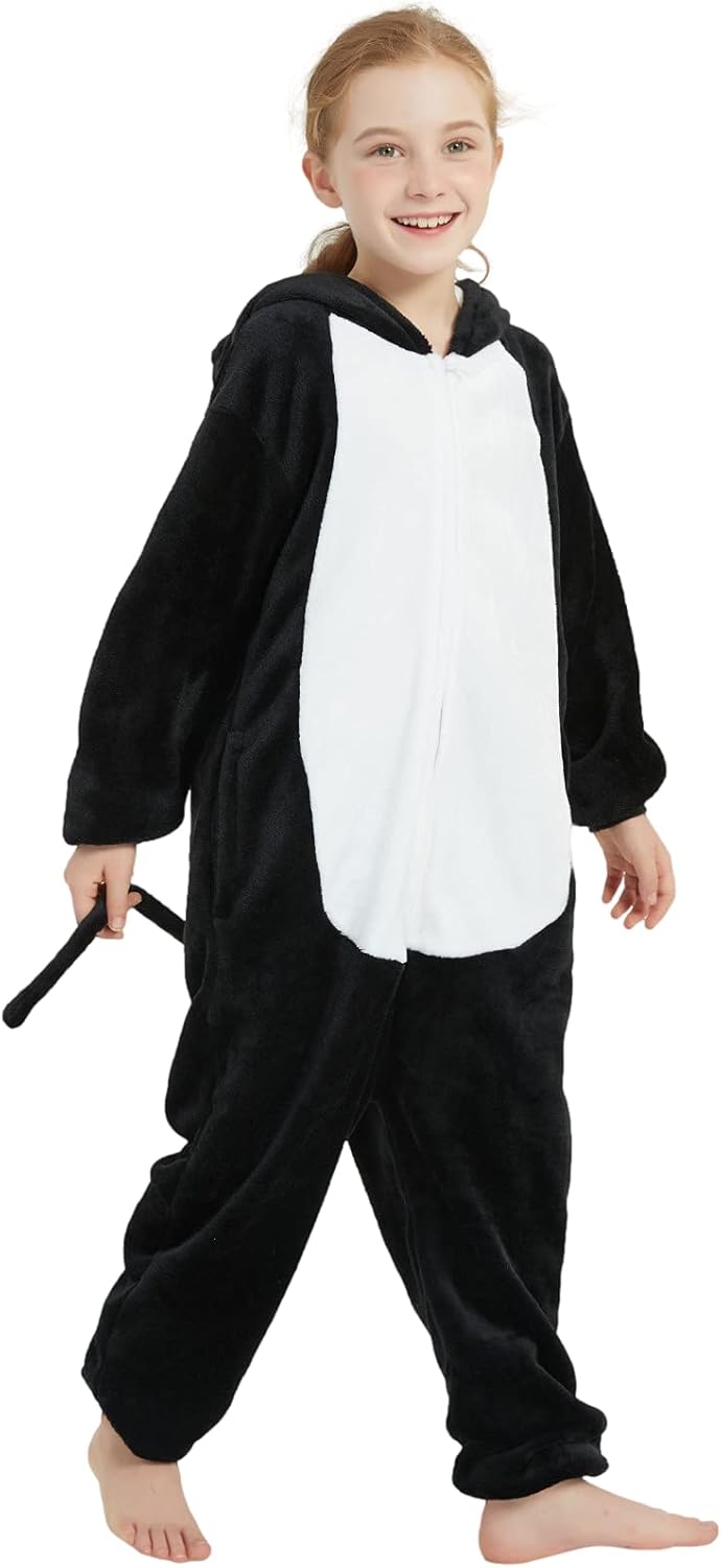Cat Onesie Kids Costume for Girls Plush Animal One Piece Pajamas Halloween Christmas Cosplay Teen Sleepwear - Image 6