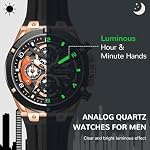 SOLLEN Men's Chronograph Watch, Analog Quartz Watches for Men, Fashion Sport Wrist Watches with Silicon Strap, 30M Waterproof Casual Dress Work Watch with Calendar, Skeleton Watches Gifts for Men