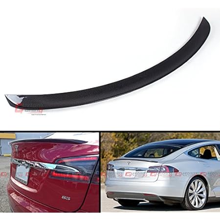 Cuztom Tuning Glossy Carbon Fiber Factory Style Trunk Lid Spoiler Wing Compatible with Fits for 2012-2021 Tesla Model S 60D 75D P85 P90D P100D